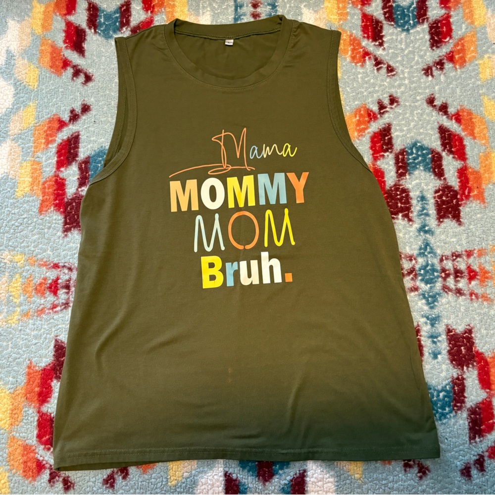 Olive Green Graphic Tank Top